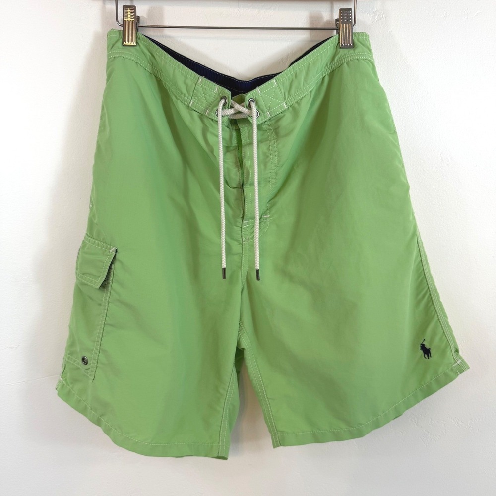 Polo Ralph Lauren Swim Trunks Green Cargo Mesh Lined Beach Summer Board Shorts L